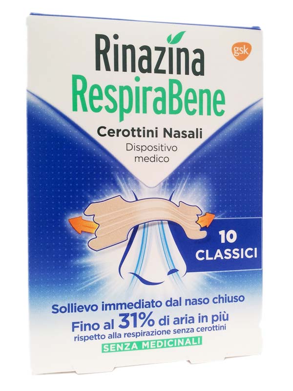 RINAZINA RESPIRABENE CEROTTINI NASALI 10 CEROTTI CLASSICI